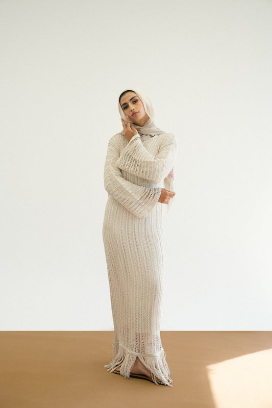 Beach Knit Dress in Offwhite