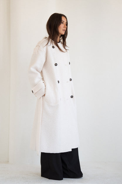 The Scarf Trench Coat in Offwhite