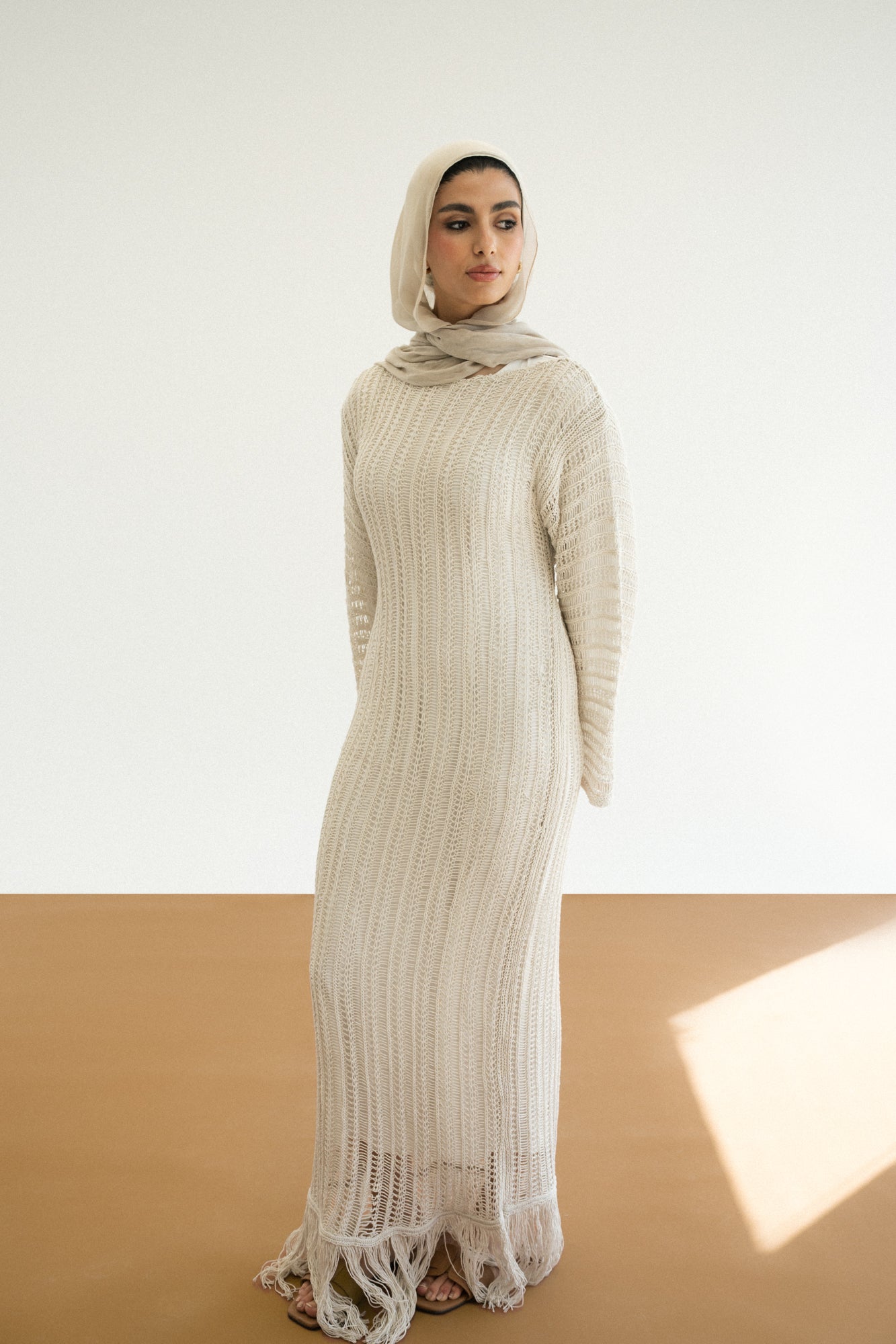Beach Knit Dress in Offwhite