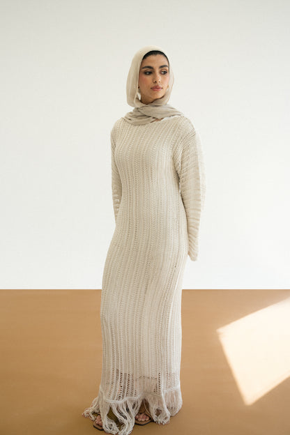 Beach Knit Dress in Offwhite