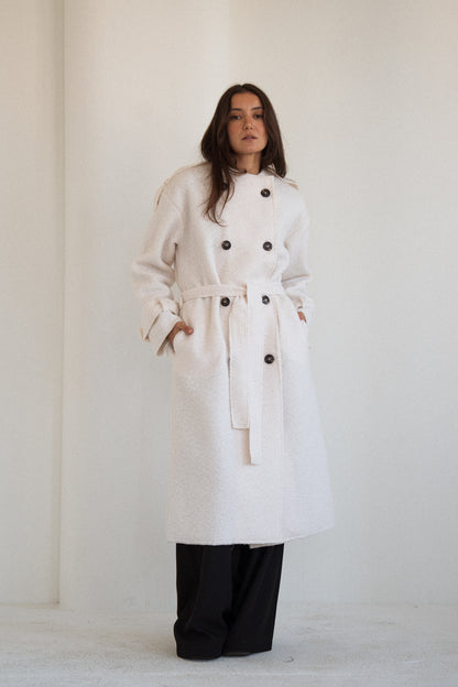 The Scarf Trench Coat in Offwhite