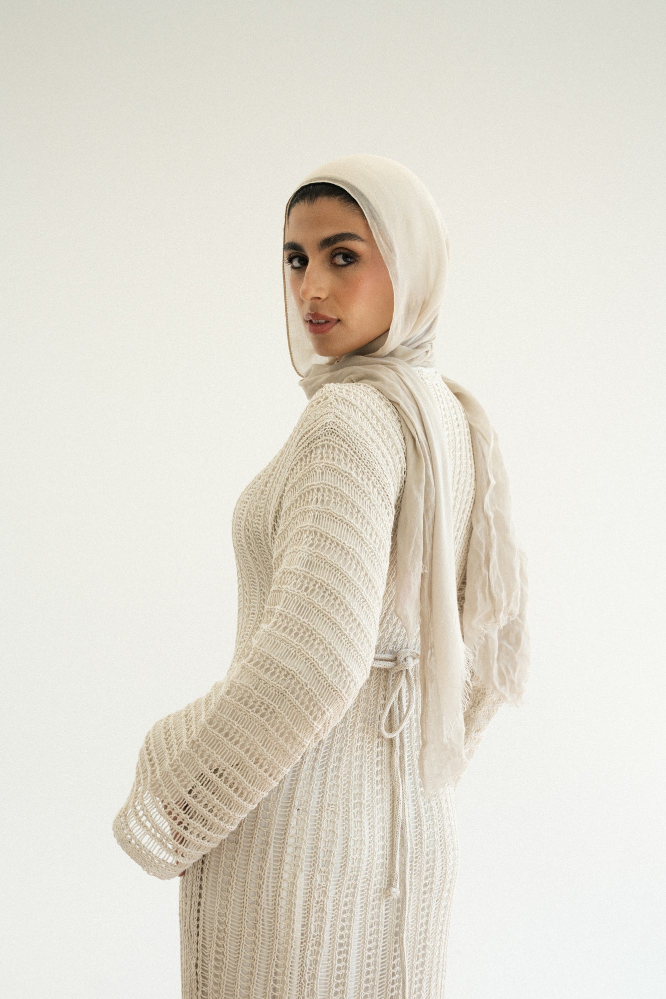 Beach Knit Dress in Offwhite