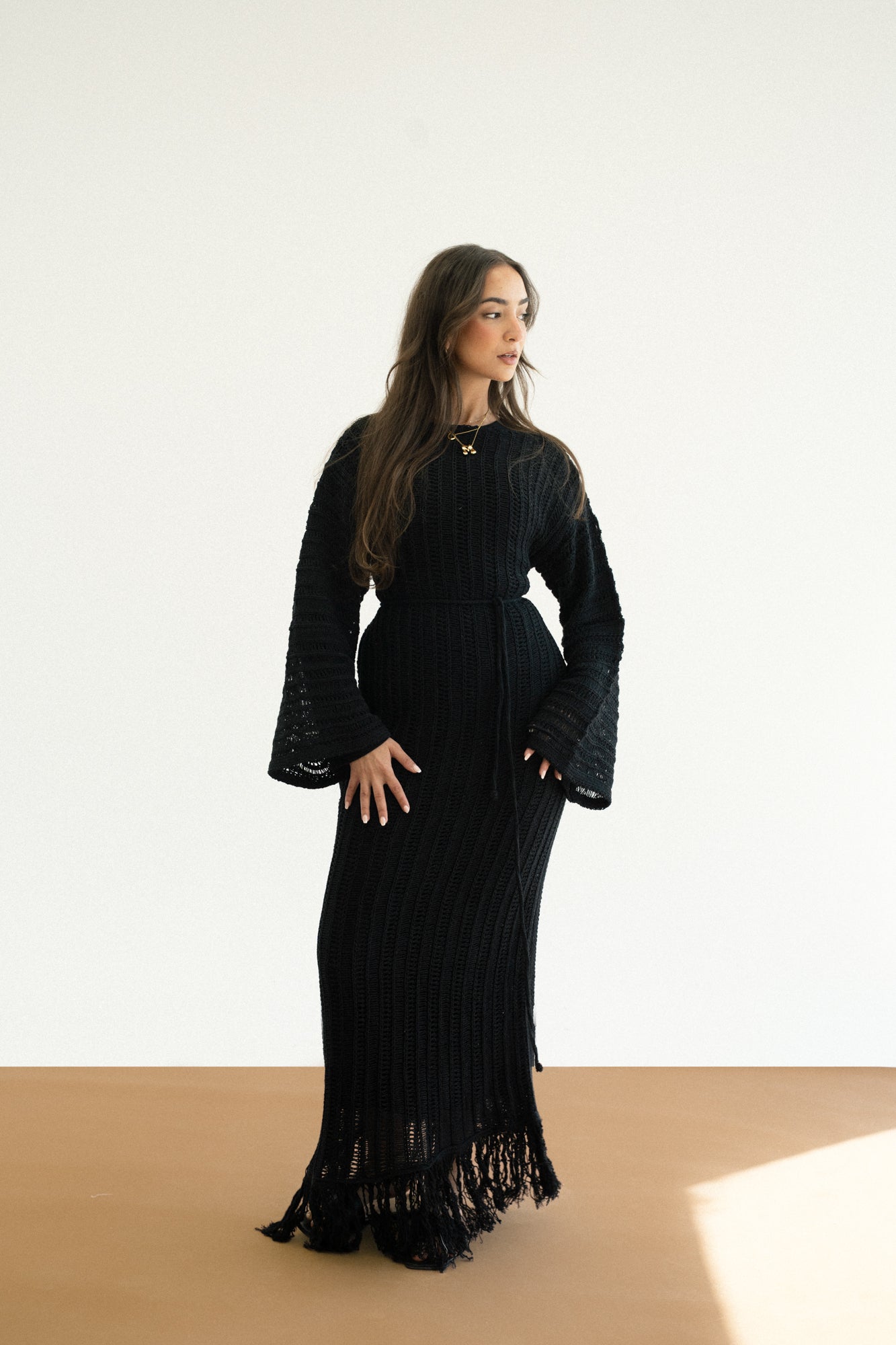Beach Knit Dress in Black