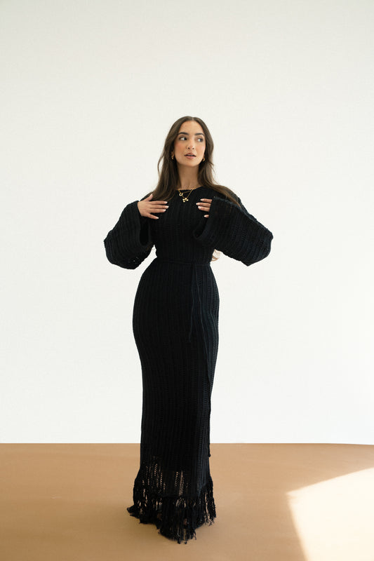 Beach Knit Dress in Black