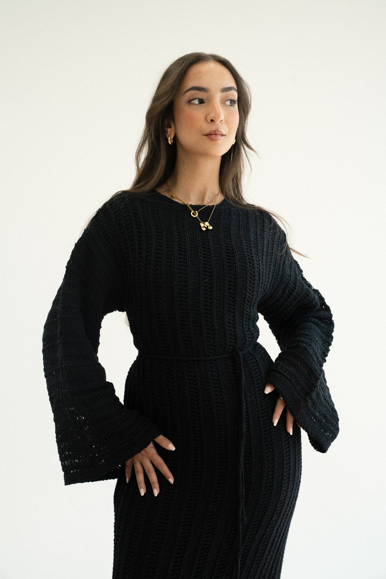 Beach Knit Dress in Black