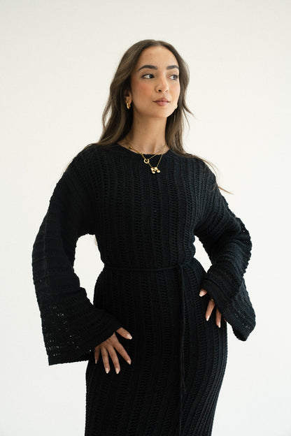 Beach Knit Dress in Black