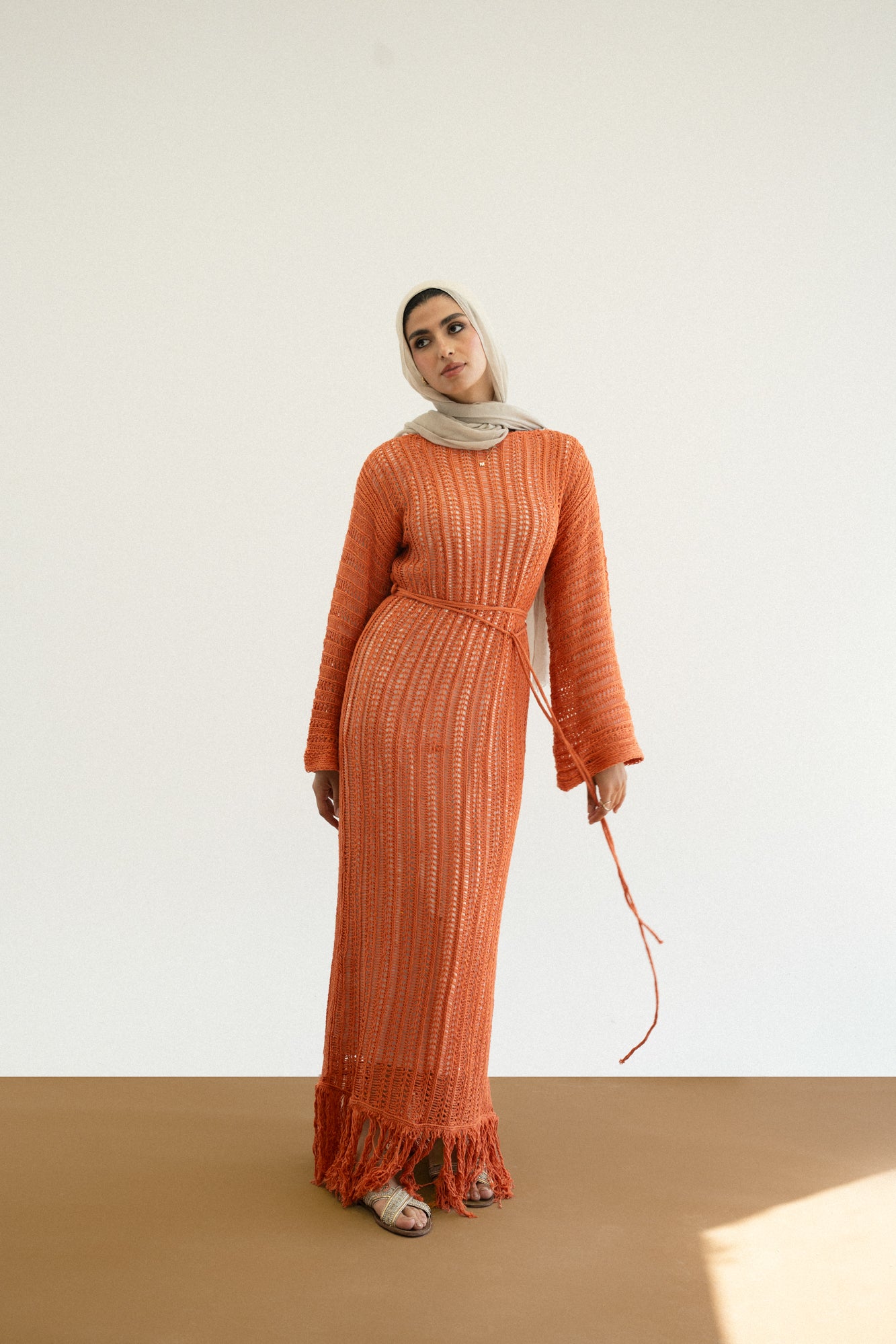 Beach Knit Dress in Orange