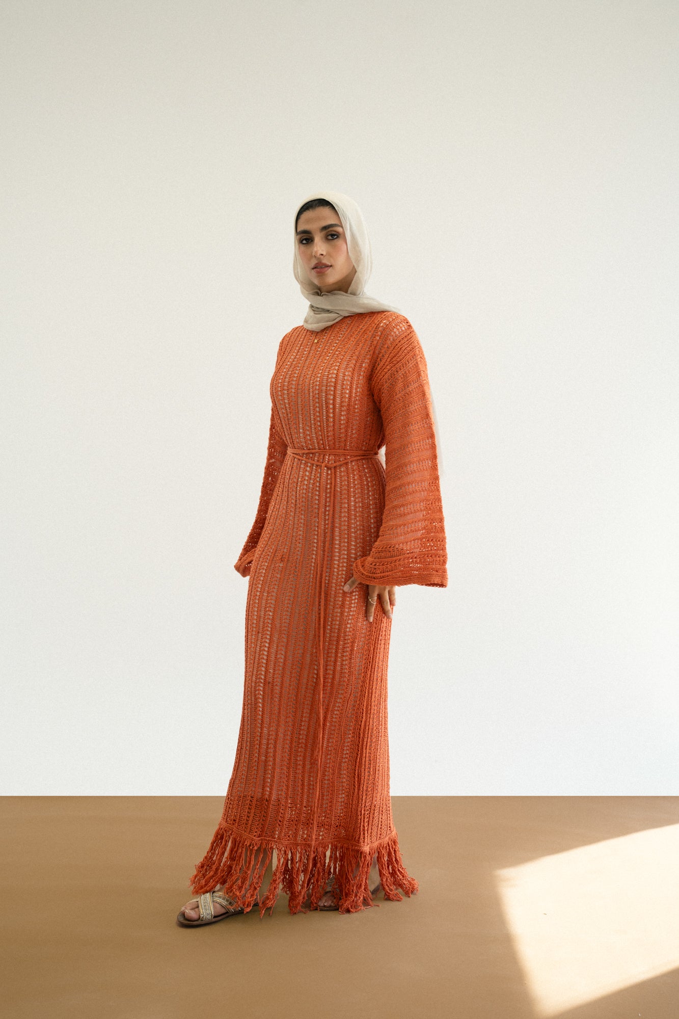 Beach Knit Dress in Orange