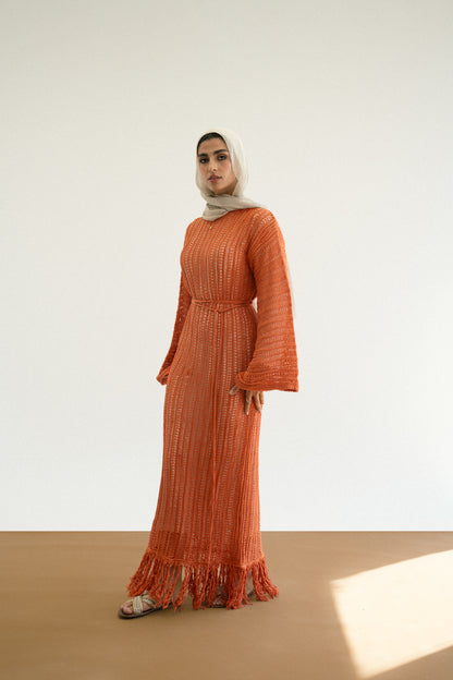 Beach Knit Dress in Orange