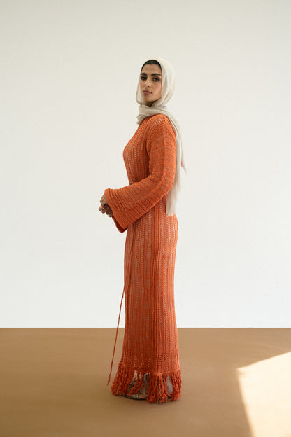 Beach Knit Dress in Orange