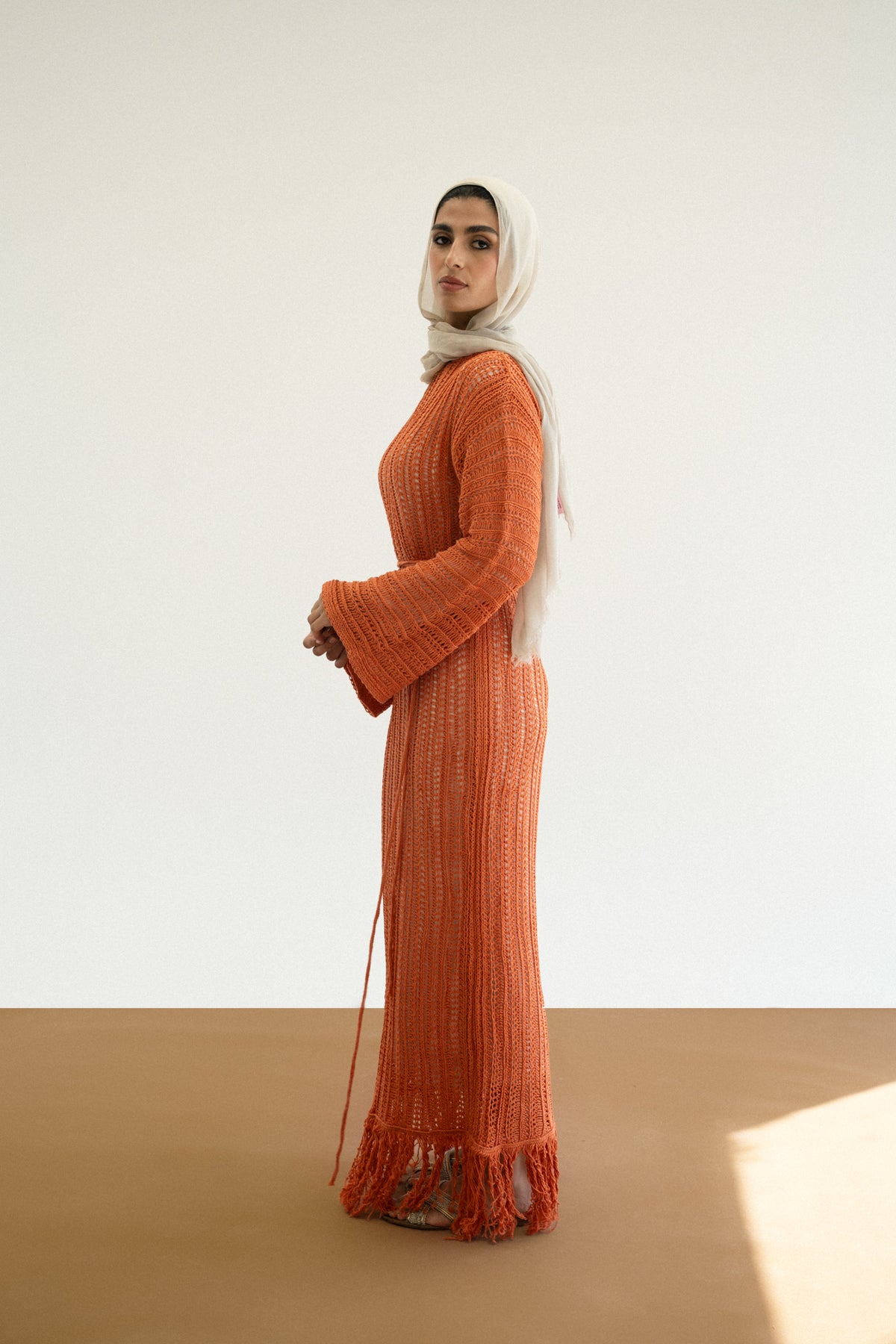 Beach Knit Dress in Orange