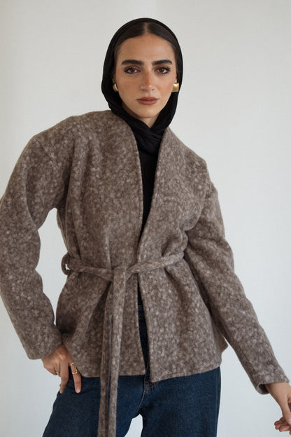 Cloud Mohair Cardigan in Brown