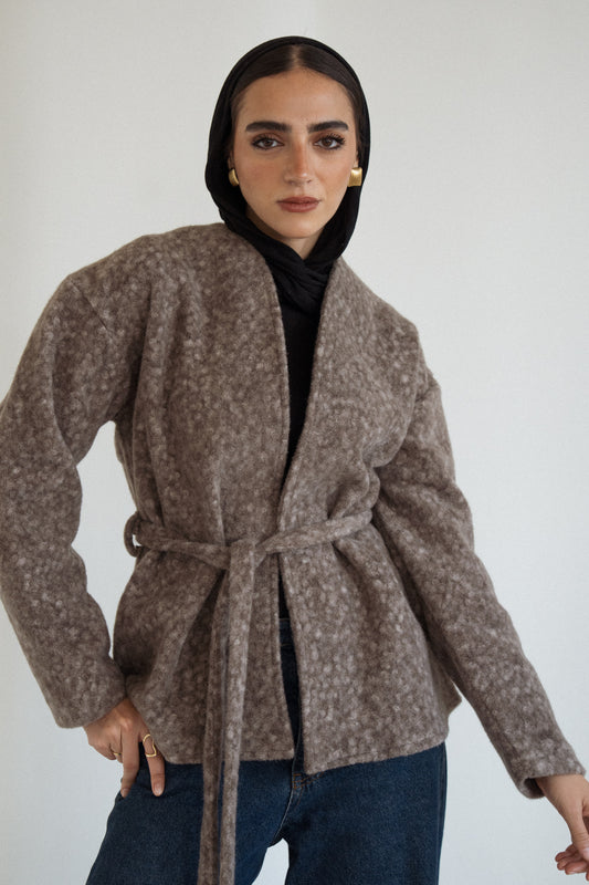 Cloud Mohair Cardigan in Brown