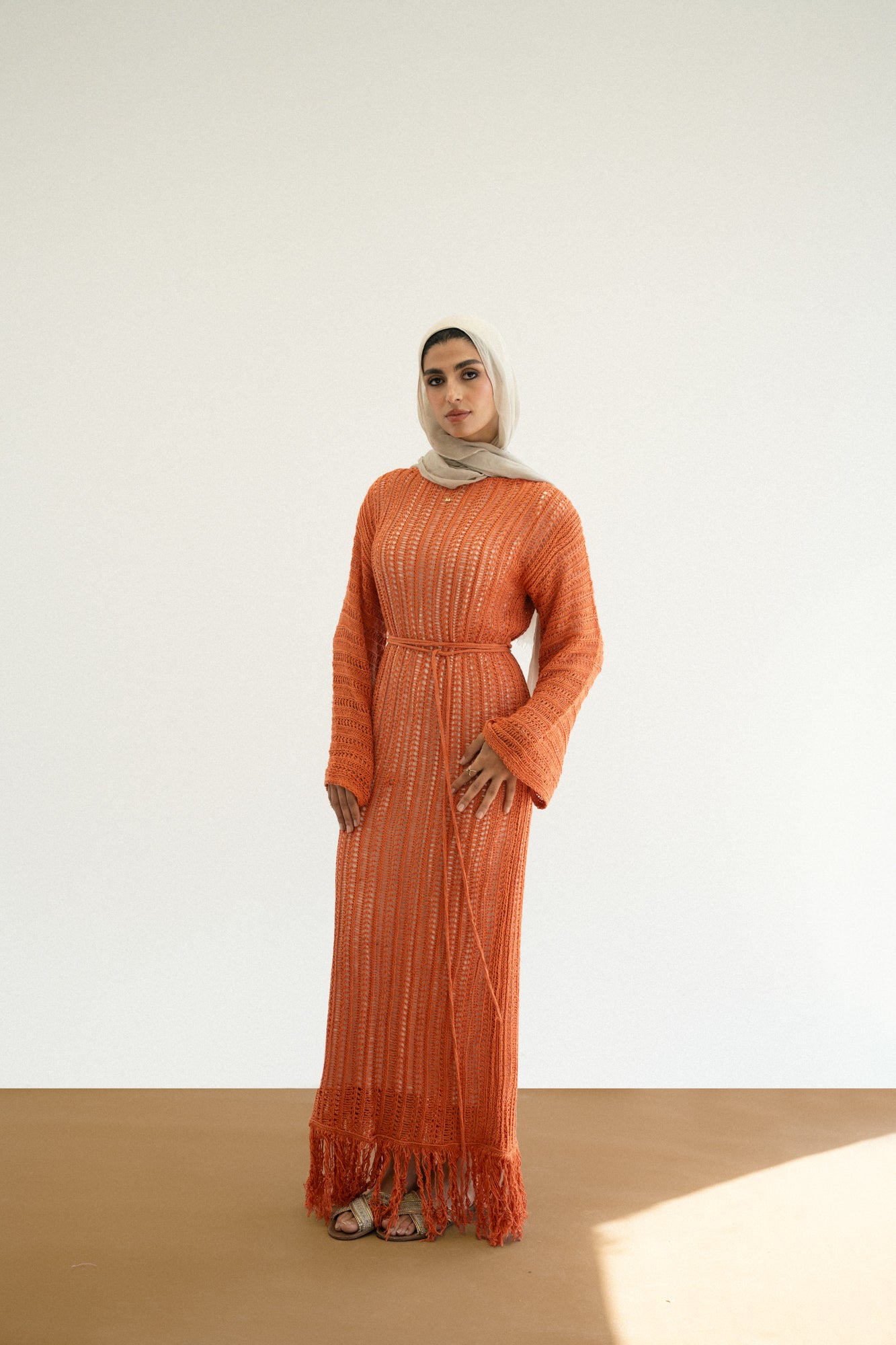 Beach Knit Dress in Orange
