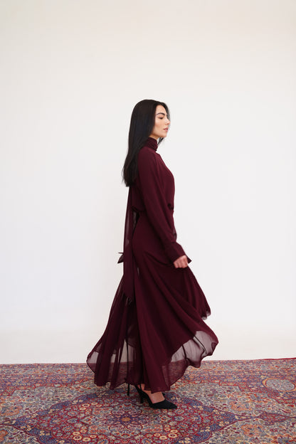 Layali Chiffon Skirt in Burgundy