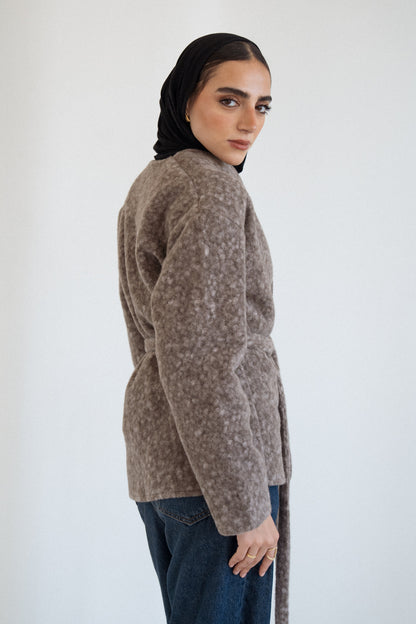 Cloud Mohair Cardigan in Brown