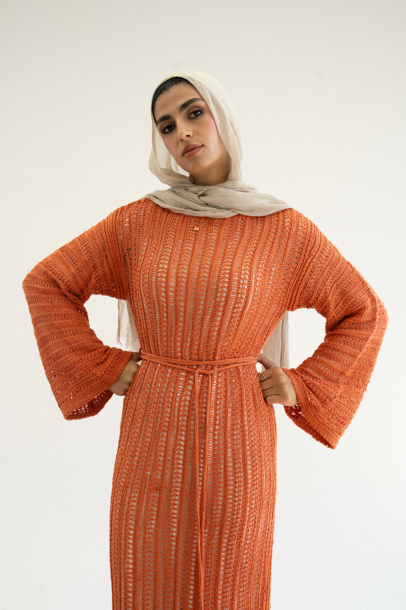Beach Knit Dress in Orange