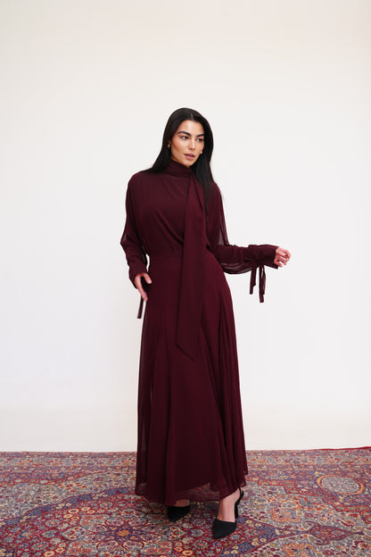 Layali Chiffon Skirt in Burgundy