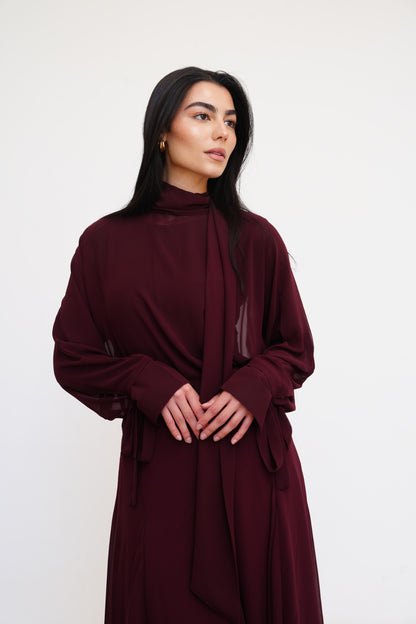 Layali Chiffon Blouse in Burgundy