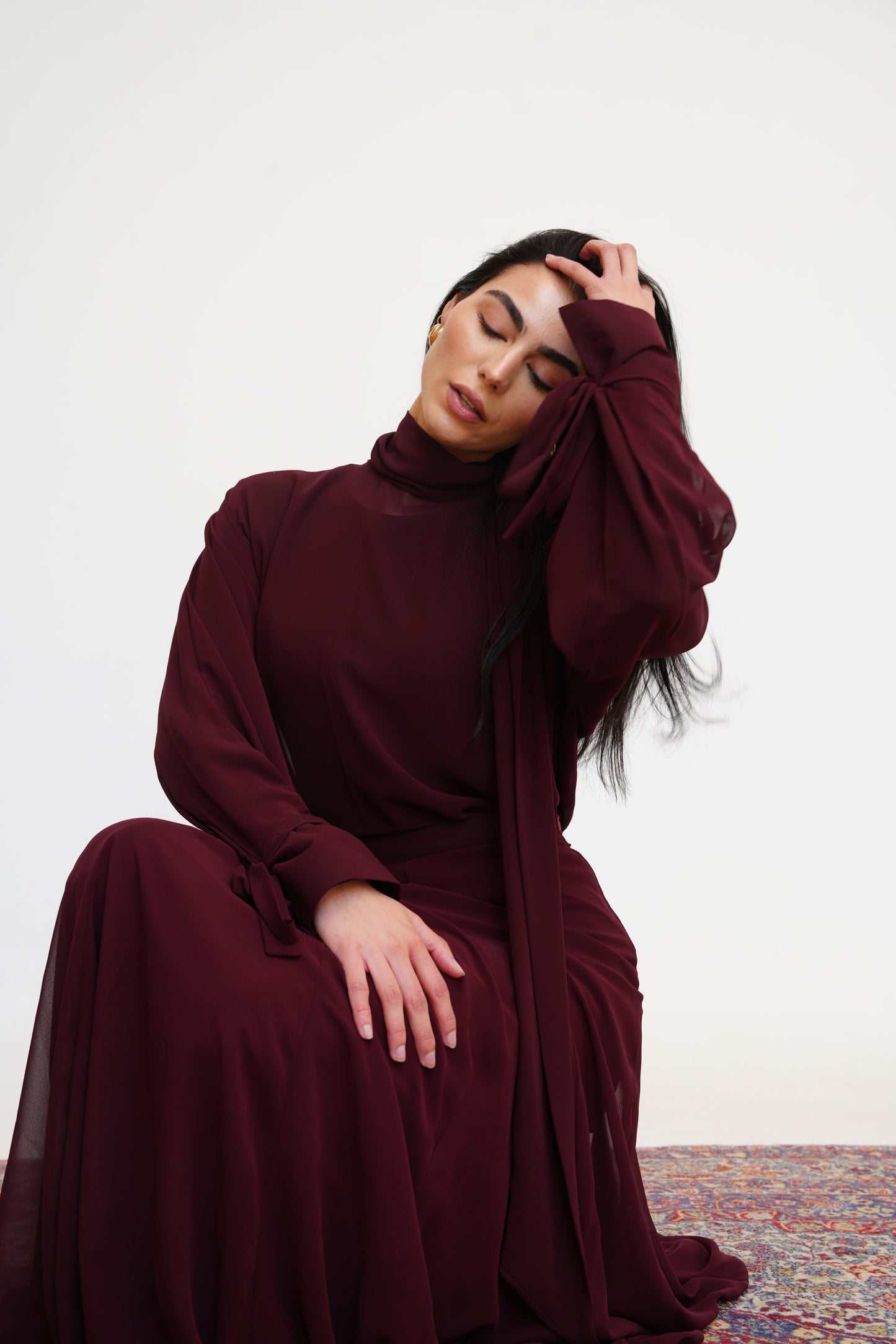 Layali Chiffon Blouse in Burgundy
