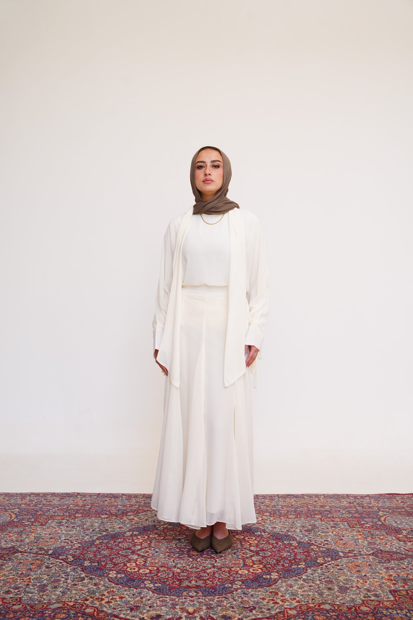 Layali Chiffon Blouse in Cream Offwhite