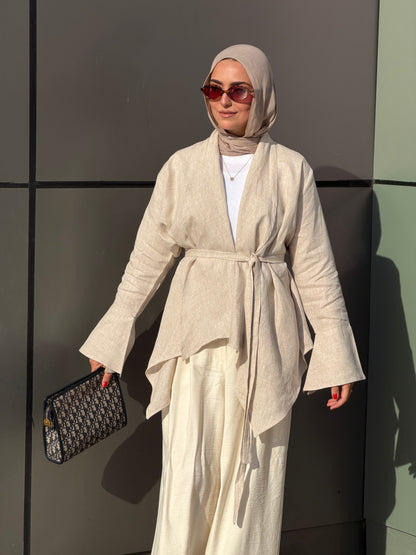 Everyday Linen Cardigan in Beige