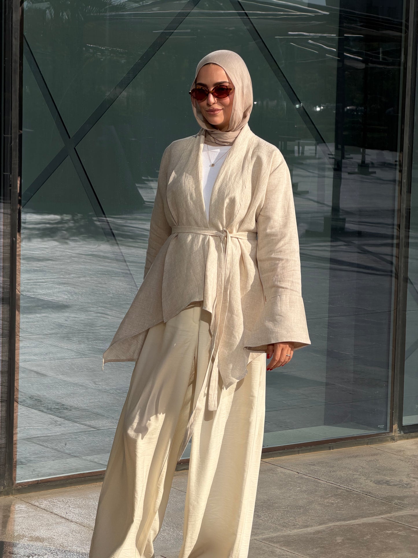 Everyday Linen Cardigan in Beige