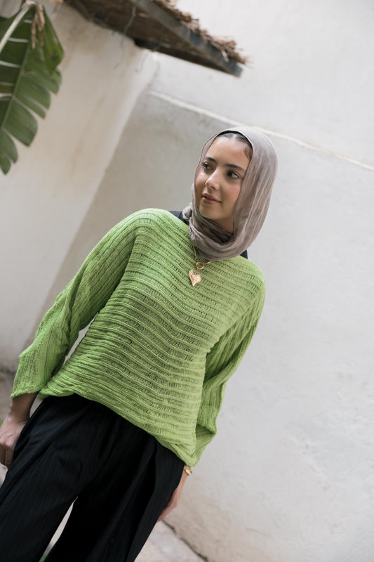 Textured Knit Top in Lime