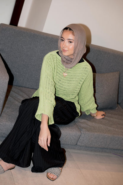 Textured Knit Top in Lime