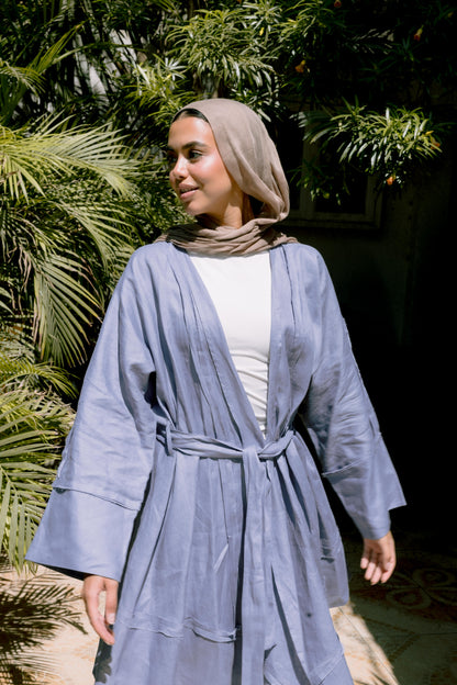 Flow Linen Cardigan in Bright Blue