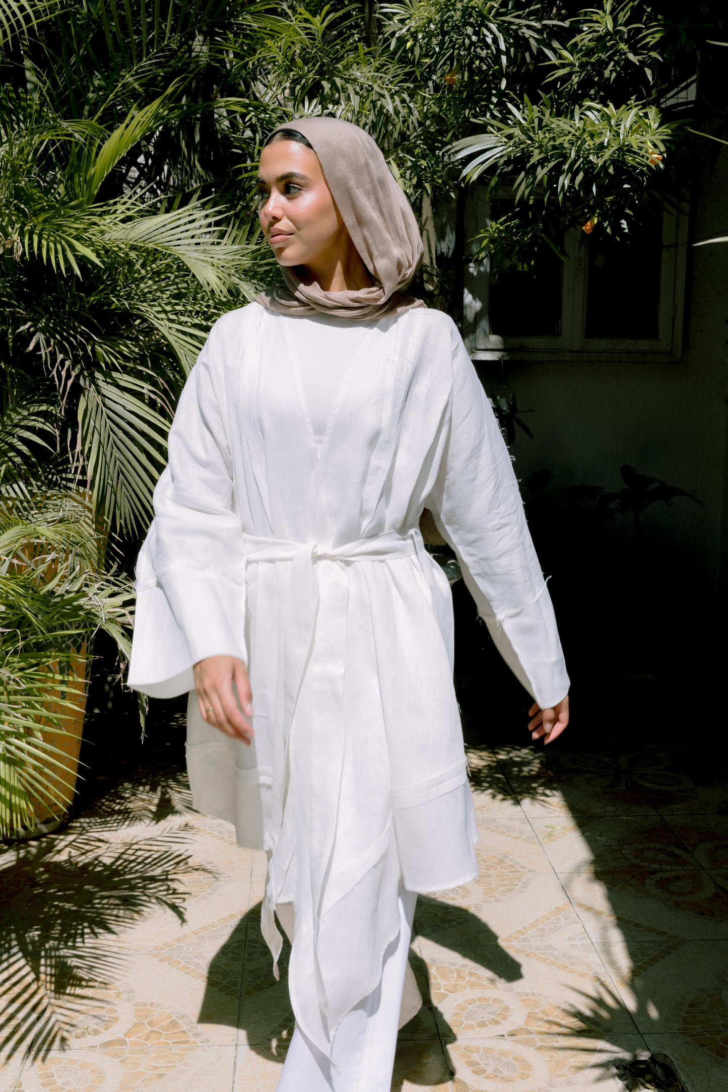 Flow Linen Cardigan in White