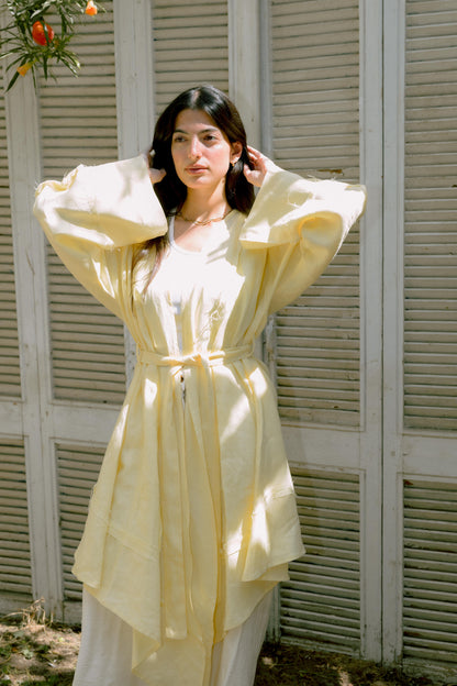 Flow Linen Cardigan in Yellow