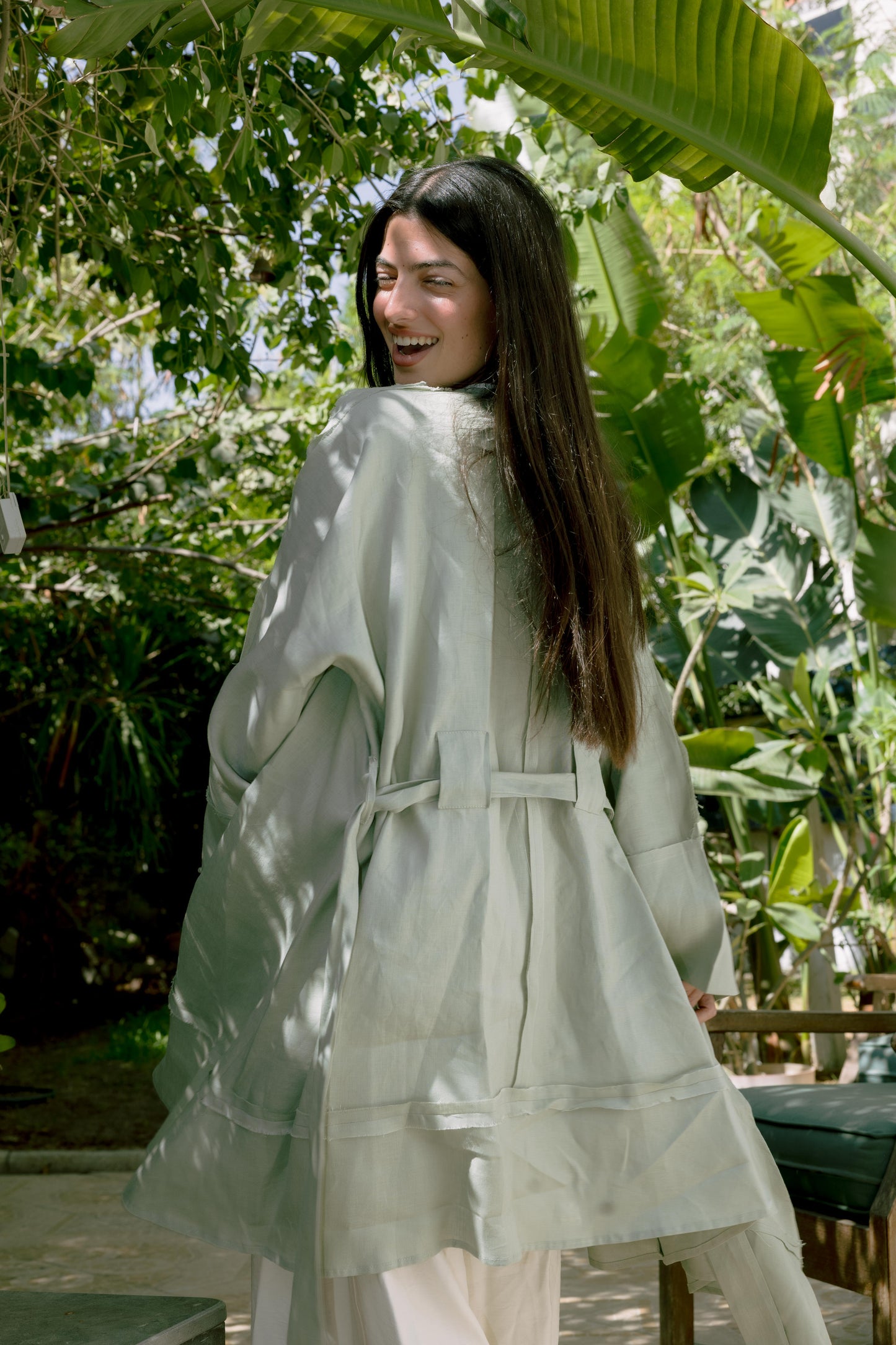 Flow Linen Cardigan in Sage