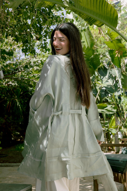 Flow Linen Cardigan in Sage