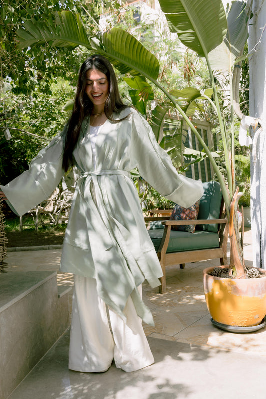Flow Linen Cardigan in Sage