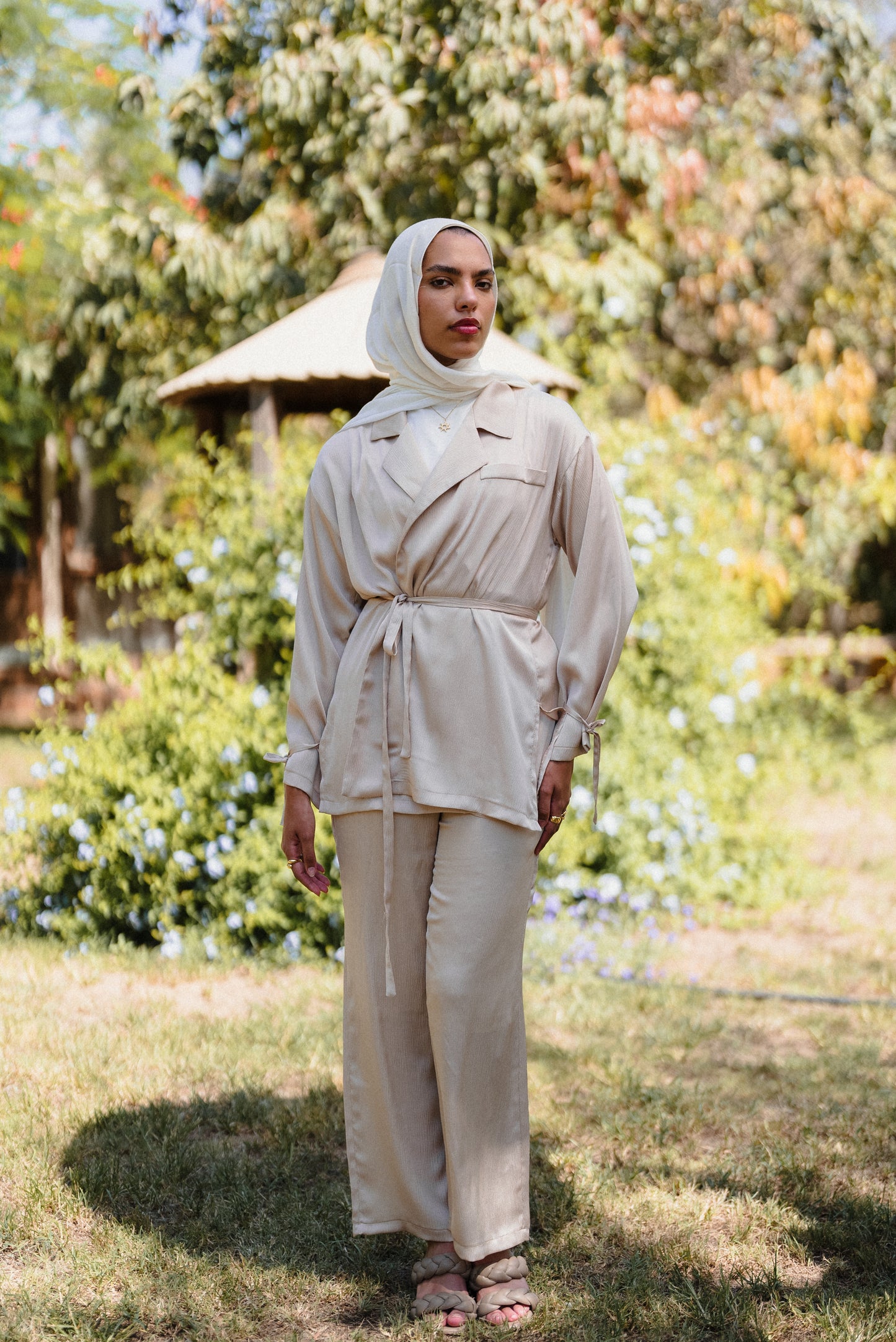 The Main Star Satin Pants in Beige