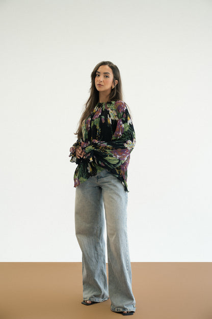 Floral Pleated Blouse