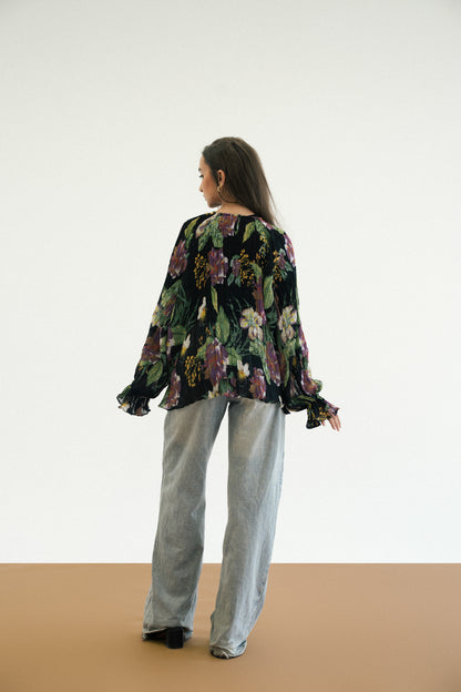 Floral Pleated Blouse