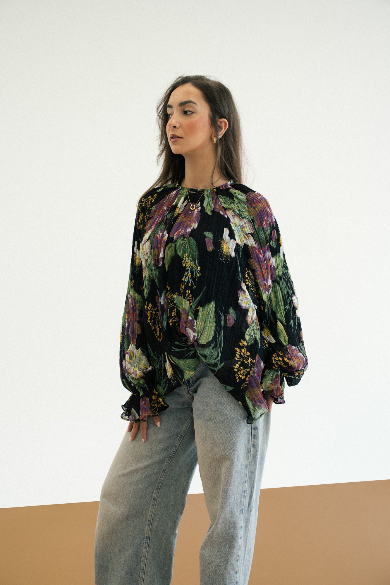 Floral Pleated Blouse