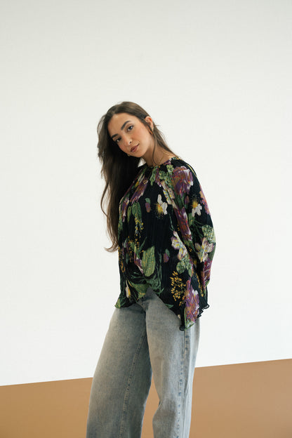 Floral Pleated Blouse
